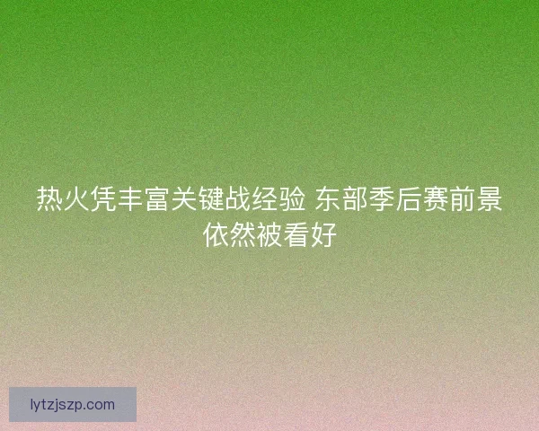 热火凭丰富关键战经验 东部季后赛前景依然被看好