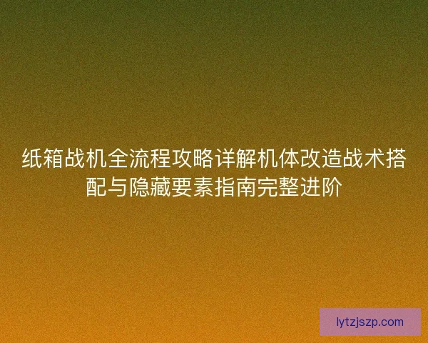 纸箱战机全流程攻略详解机体改造战术搭配与隐藏要素指南完整进阶
